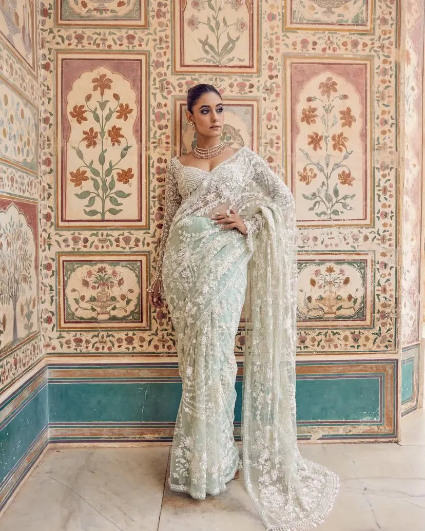 Exclusive Collection of Luxurious Embroidered Silk Party Wear Sarees for Winter Available for Wholesale and Online Retailers
