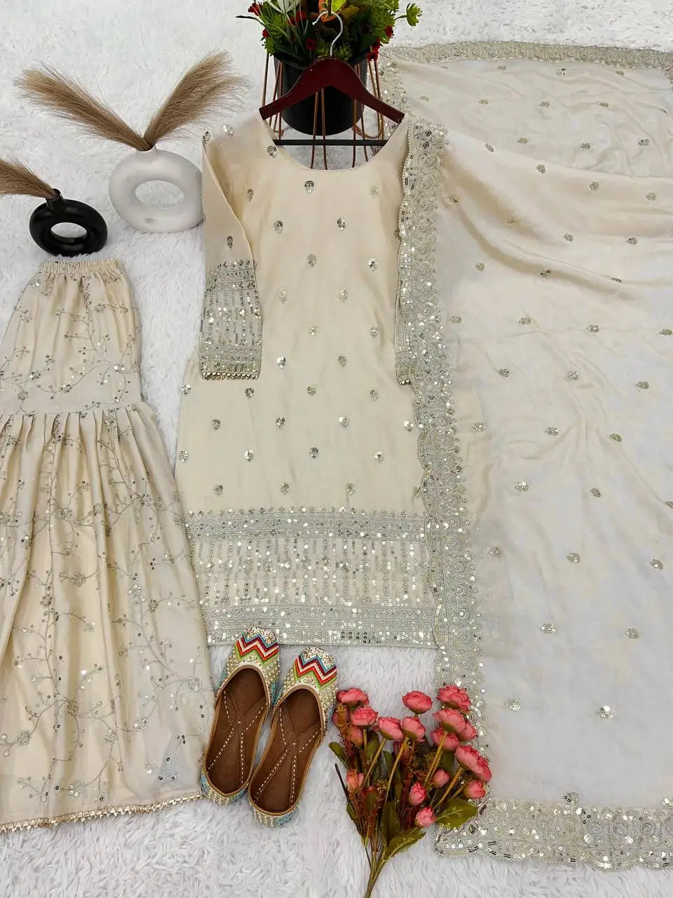 Indian Ethnic Designer Dress Collection for Ladies Heavy Embroidery Chanderi Silk Kurta/Kurti Suit New Diwali Party Wear Look