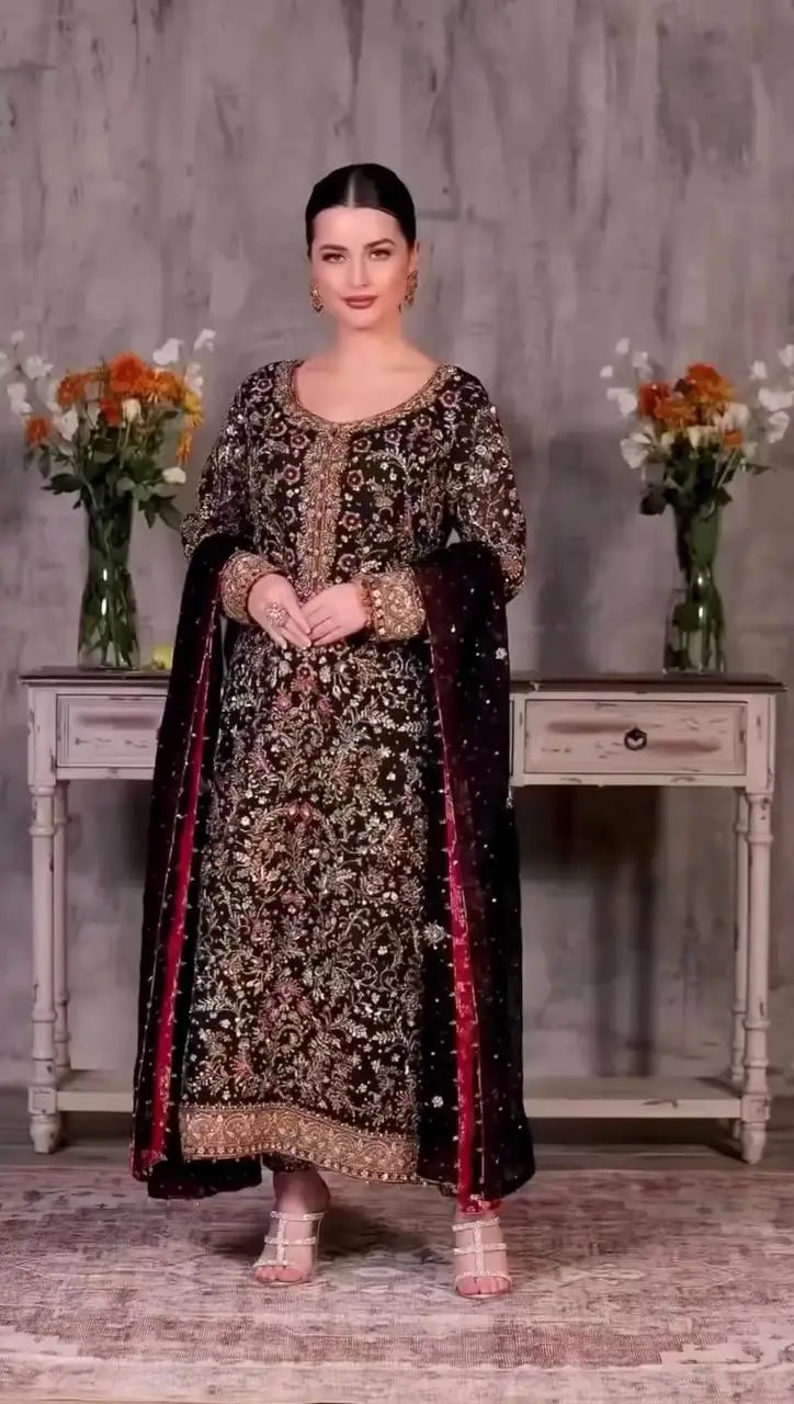 New Look Fancy Faux Georgette Heavy Embroidered Salwar Suit for Women Pakistani Clothing Design salwar kameez For Women