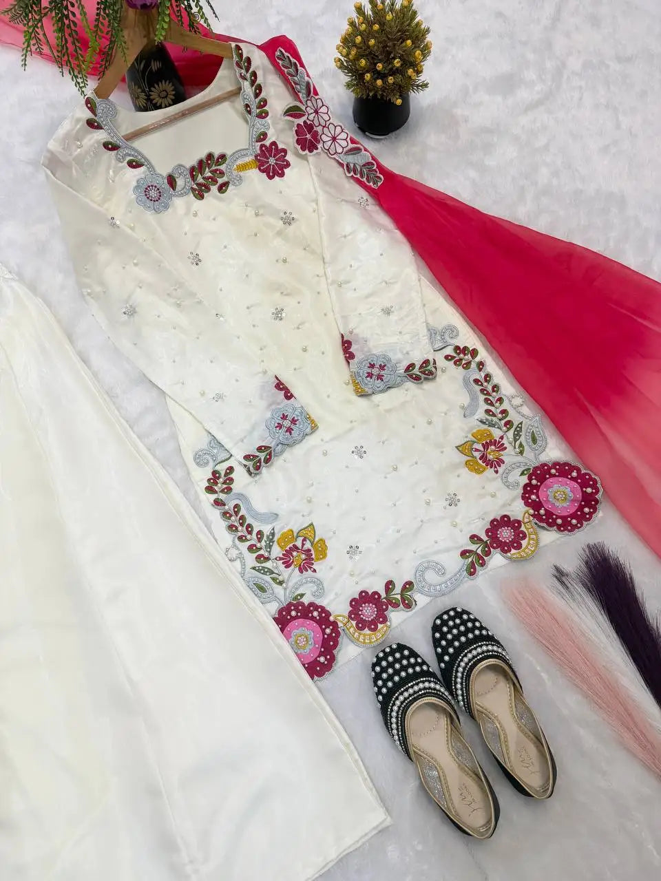 Stylish Silk Salwar Kameez for Summer Party Indian Pakistani Wedding Wear Festival Special Dupattas Regular Fit Reversible