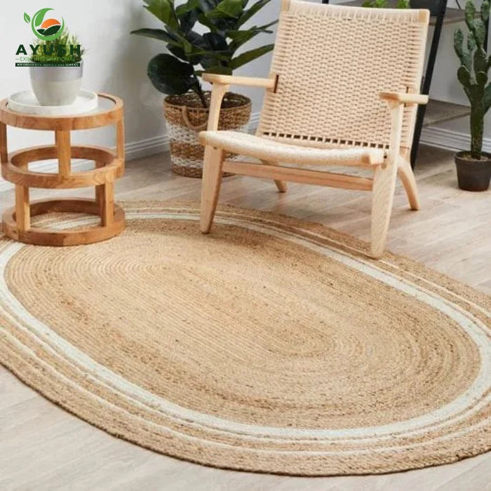 Manufacturer Custom Logo Available Decorative Round & Oval Cotton & Jute Area Rugs & Sets for Household Guest House Office