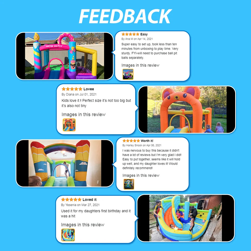 Portable Nylon Commercial Use Kids Inflatable Bouncy House Jumping Castle 450W Air Blower 4-Person Capacity Customizable Logo