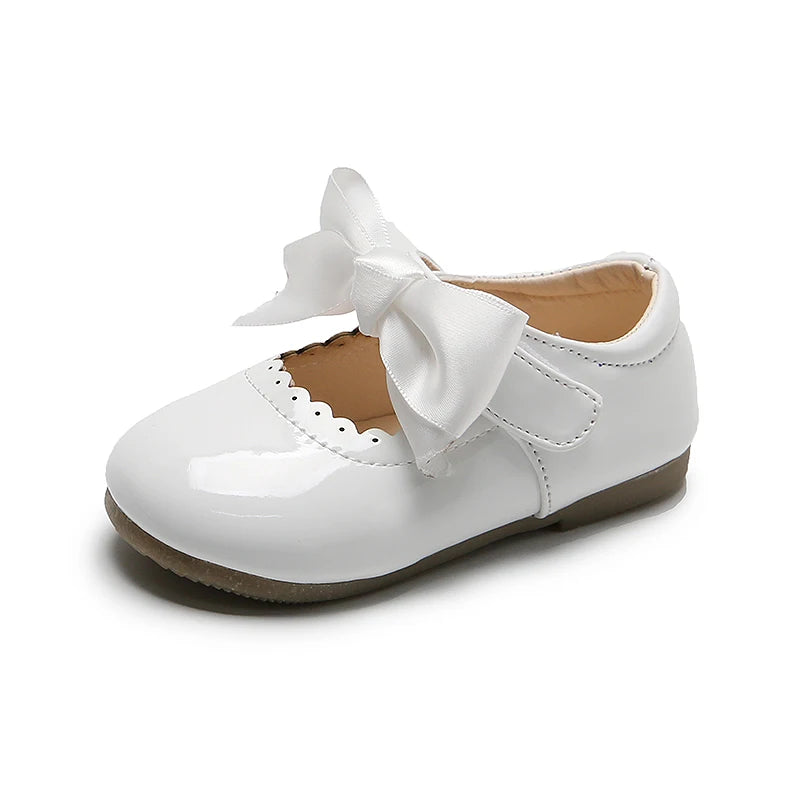 Spring Autumn Baby Girls Shoes Cute Bow Patent Leather Princess Shoes Solid Color Kids Gilrs Dancing Shoes First Walkers
