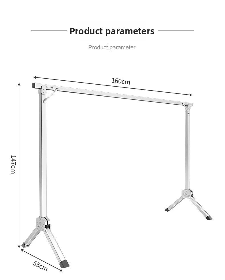 Foldable Extendable Single Rod Clothes Drying Rack Freestanding Laundry Garment Stand For Balcony Indoor Use
