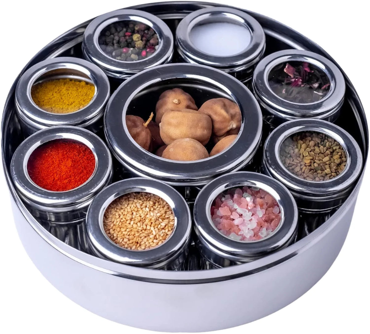 Wholesale Manufacturer Stainless Steel Spice Box See Through Lid Condiment Container Set Spice Jar Rack Kitchen Bulk Sale