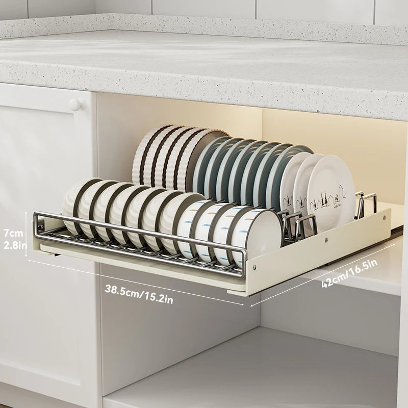 Stainless Steel Dish Racks Pull Cabinet Organizer Drainboard Set for Kitchen Counter Spice Storage Rack Modern Design