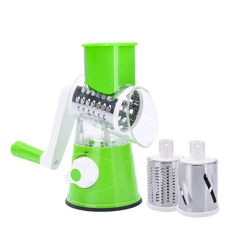 Multifunctional 3 in 1 Spiral Slicer Hand Manual Rotary Cheese Grater Food Slicer Veggie Dicer Vegetable Chopper Cutter