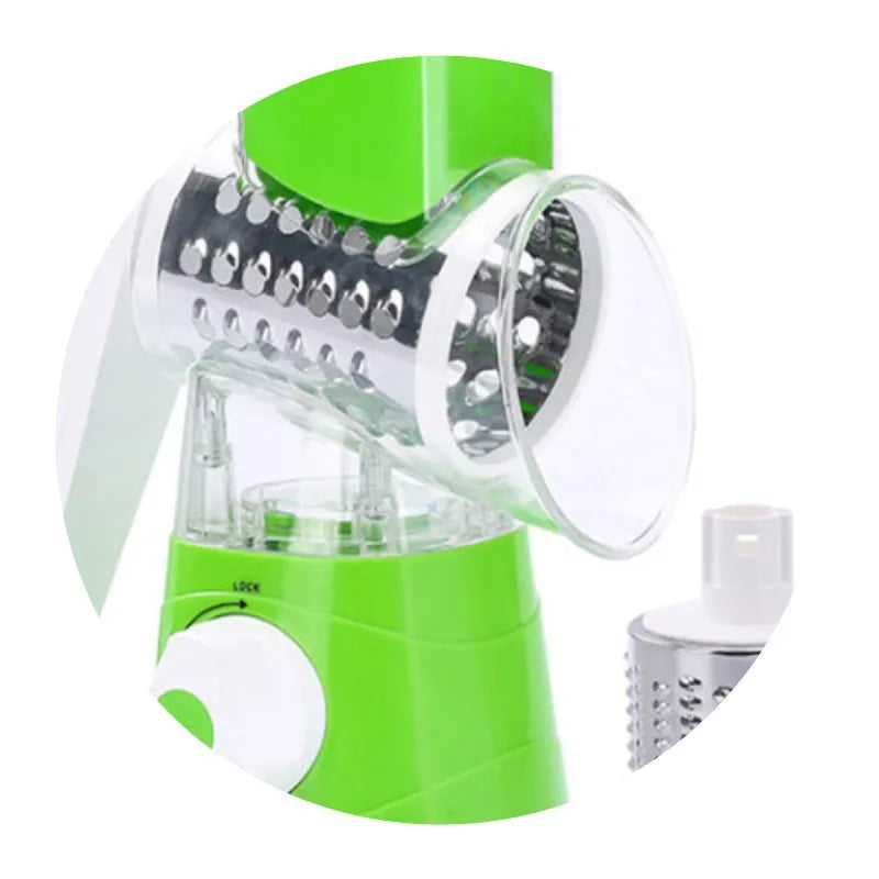Multifunctional 3 in 1 Spiral Slicer Hand Manual Rotary Cheese Grater Food Slicer Veggie Dicer Vegetable Chopper Cutter