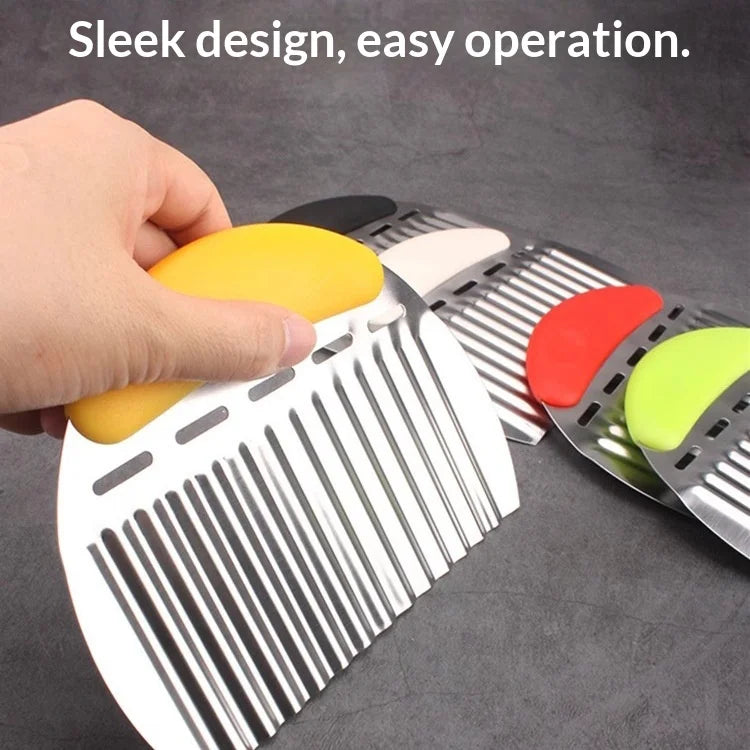 Stainless Steel Wolf-Tooth Potato Wave Cutter Manual Multi-Functional Commercial Vegetable Slicer Dishwasher Safe Household