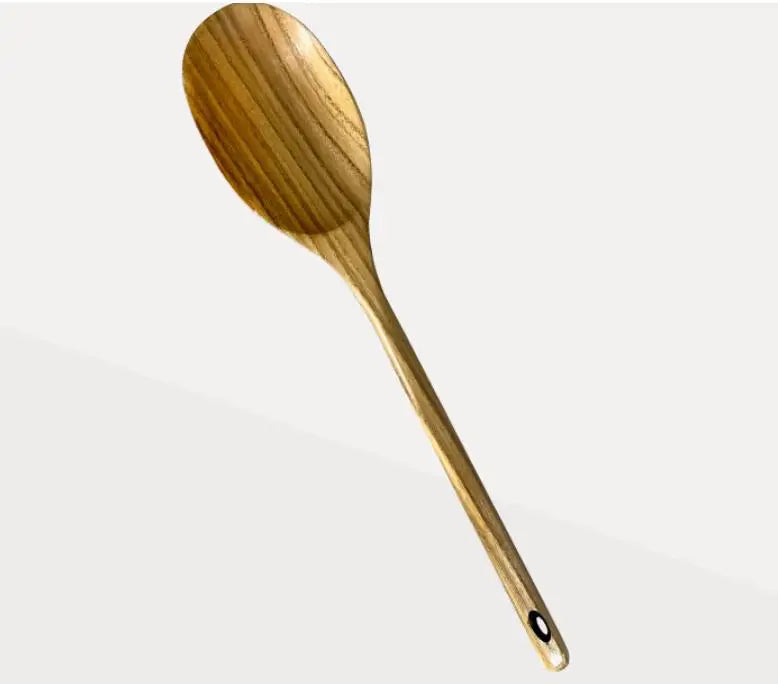 13.5" Left-Handed Corner Wooden Spoon-Angled Thai Teak Cooking Utensil Ergonomic Design Food Safe Nonstick for Handcrafted