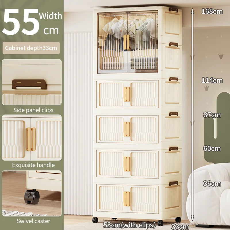 55-85CM Household adult wardrobe, installation-free, multi-layer storage cabinet, foldable, dust-proof wardrobe