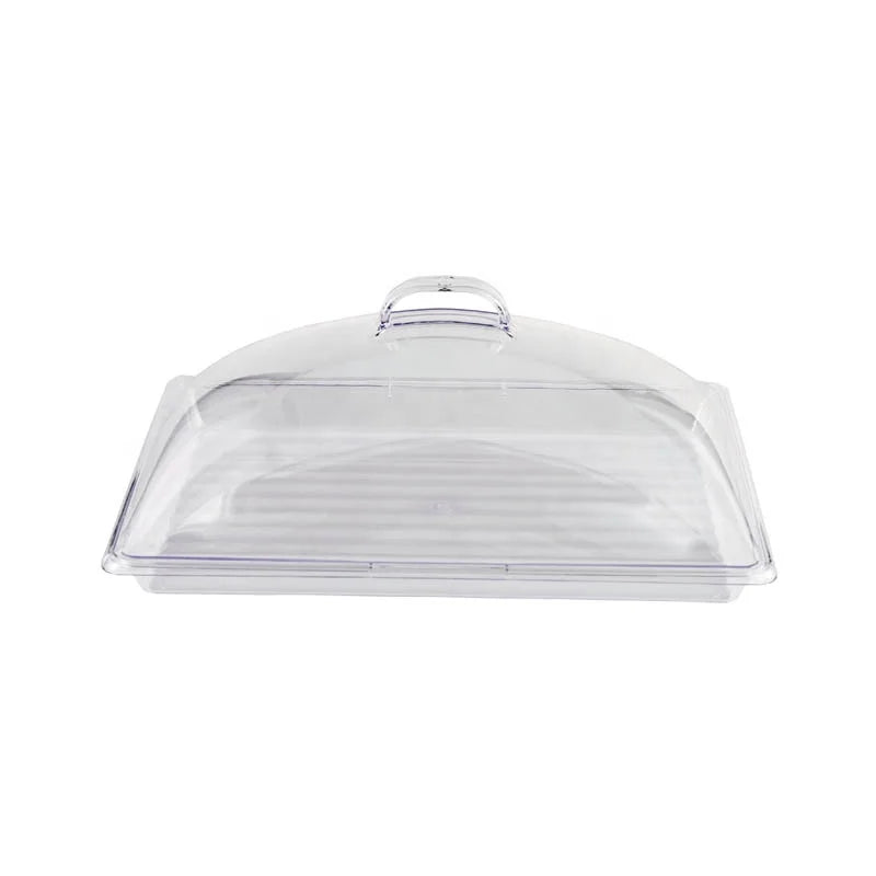 Thick Plastic Cover with Handle Dome Rectangular Food Cover with Handle Polycarbonate Tray Cover