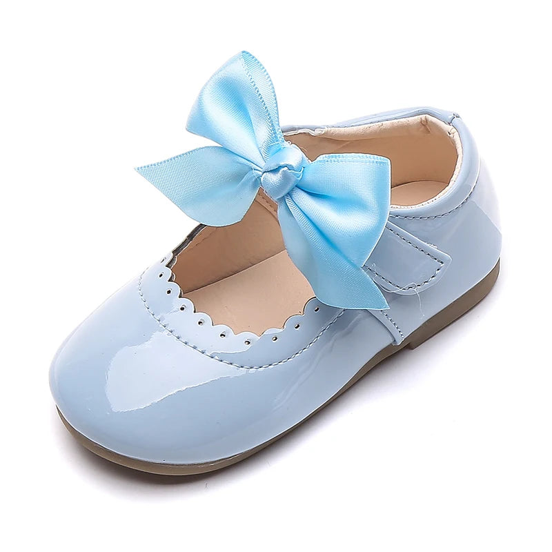 Spring Autumn Baby Girls Shoes Cute Bow Patent Leather Princess Shoes Solid Color Kids Gilrs Dancing Shoes First Walkers