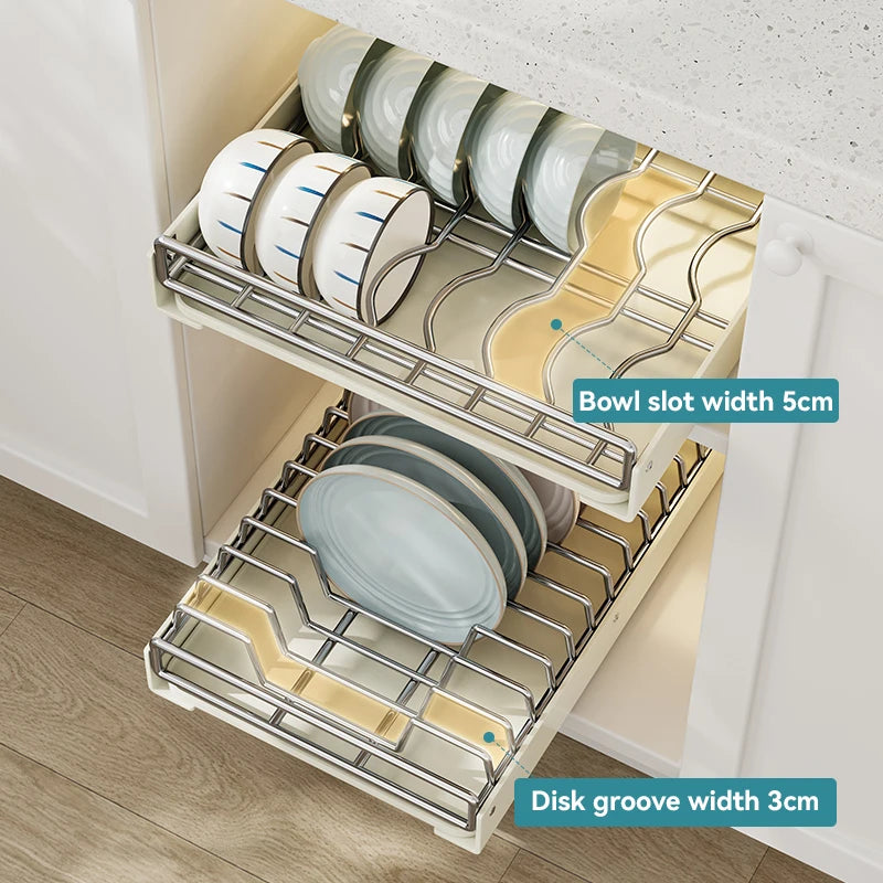 Stainless Steel Dish Racks Pull Cabinet Organizer Drainboard Set for Kitchen Counter Spice Storage Rack Modern Design