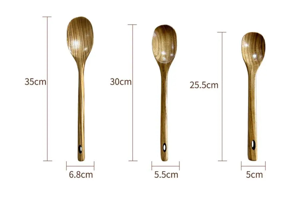 13.5" Left-Handed Corner Wooden Spoon-Angled Thai Teak Cooking Utensil Ergonomic Design Food Safe Nonstick for Handcrafted