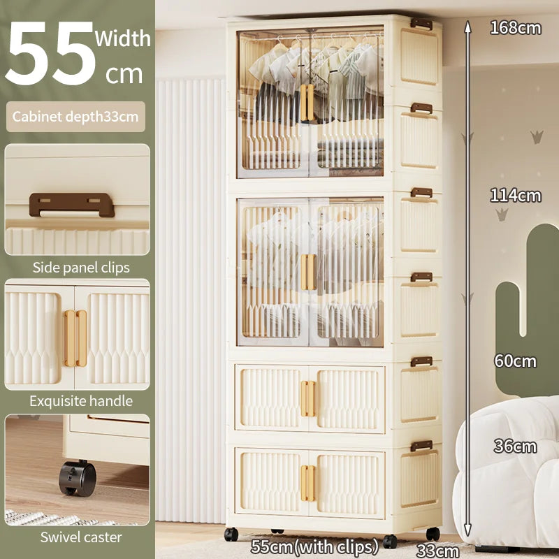 55-85CM Household adult wardrobe, installation-free, multi-layer storage cabinet, foldable, dust-proof wardrobe