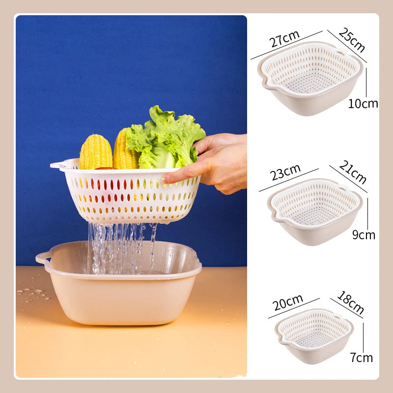 6-Piece Kitchen Multifunctional Drain Basket for Cleaning,Draining and Storing Fruits and Vegetables Easy to Place Safe Material