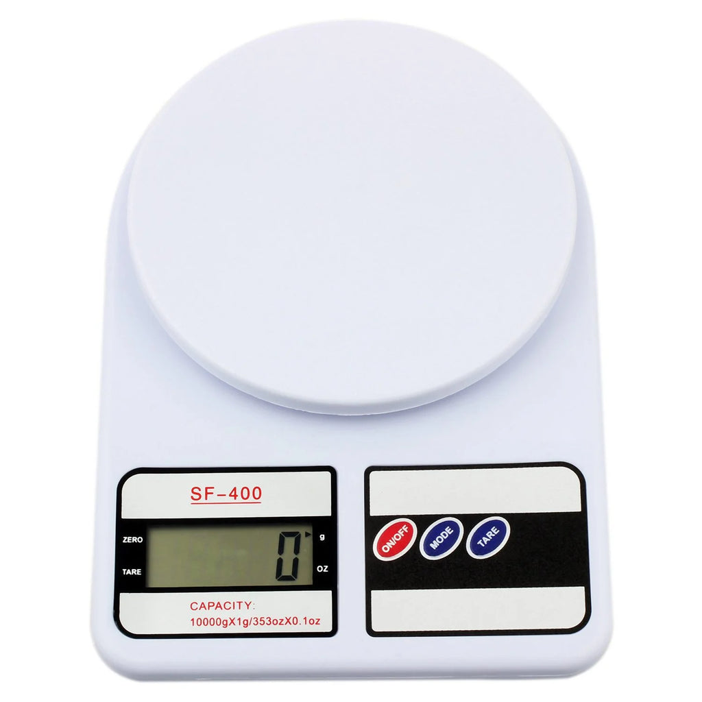 SF400 Digital Kitchen Scale Electronic Food Weighing Balance Backlit Plastic Material Battery Powered Maximum Recommendation 7kg
