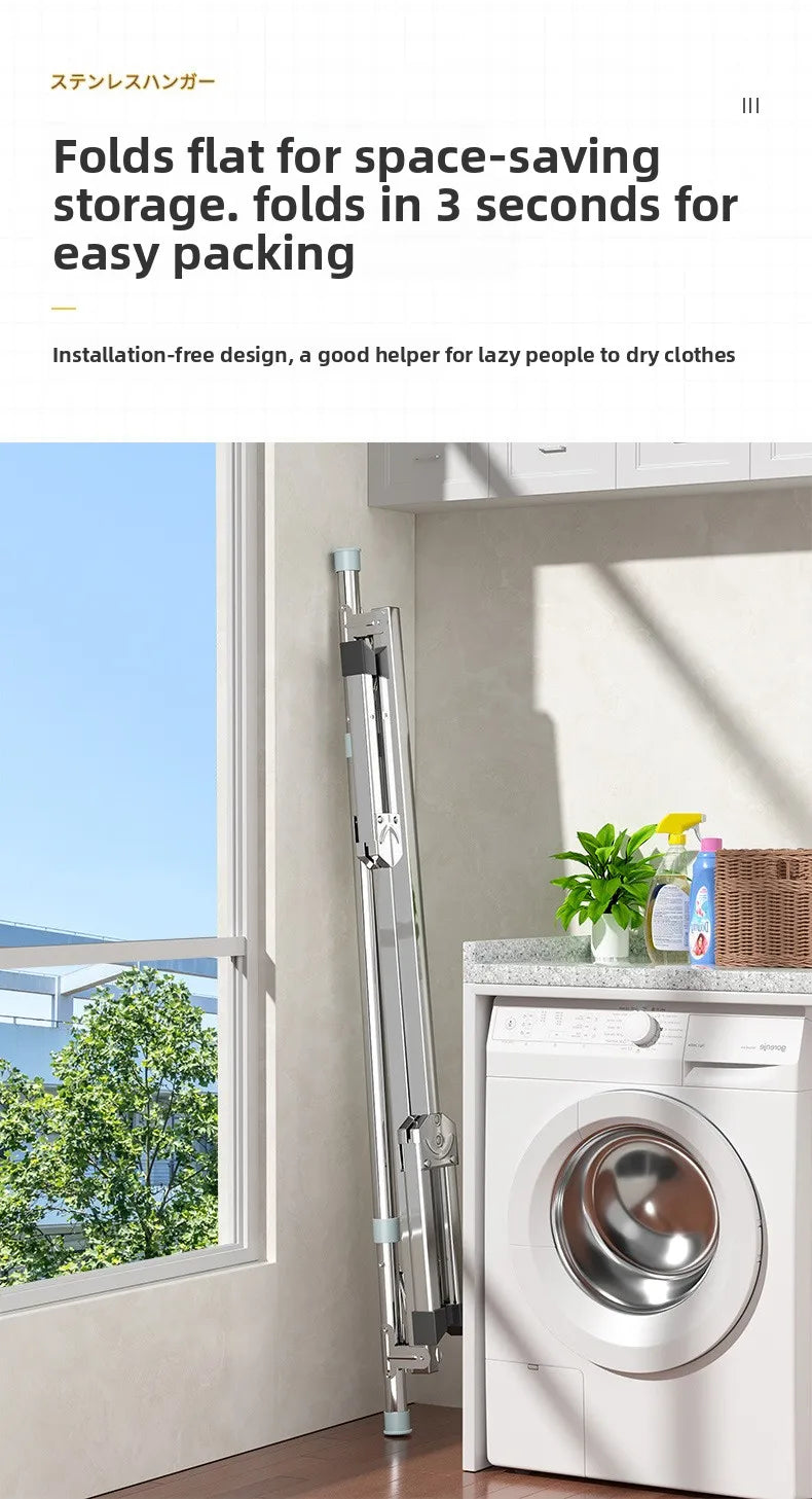 Foldable Extendable Single Rod Clothes Drying Rack Freestanding Laundry Garment Stand For Balcony Indoor Use