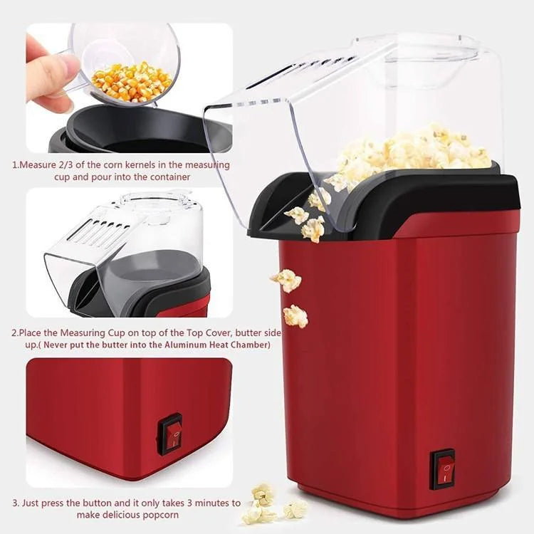 Oem Maquina De Palomita 110v 220v 1200w Pop Corn Machine Electric Automatic Hot Air Mini Popcorn Maker