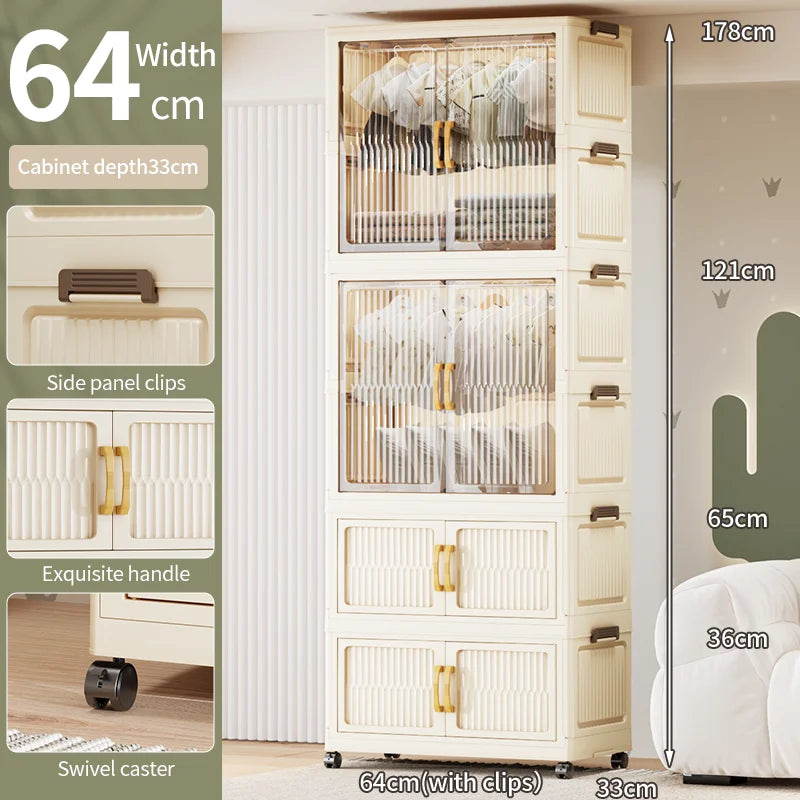 55-85CM Household adult wardrobe, installation-free, multi-layer storage cabinet, foldable, dust-proof wardrobe