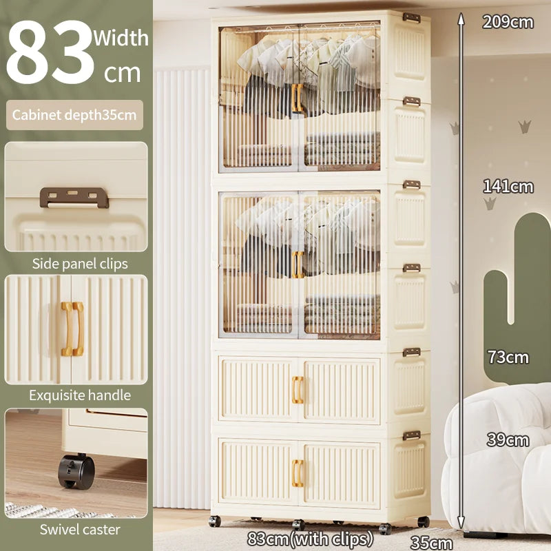 55-85CM Household adult wardrobe, installation-free, multi-layer storage cabinet, foldable, dust-proof wardrobe
