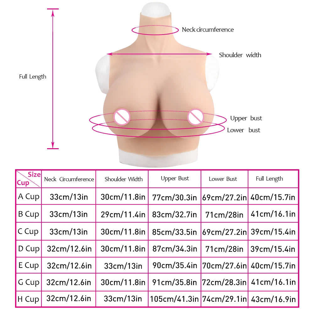 A-HCup Realistic Silicone Fake Chest Water Drop Breasts Form Cosplay Boobs for Drag Queen Sissy Crossdresser Transgender Shemale