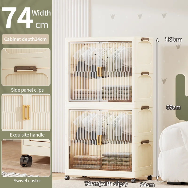 55-85CM Household adult wardrobe, installation-free, multi-layer storage cabinet, foldable, dust-proof wardrobe