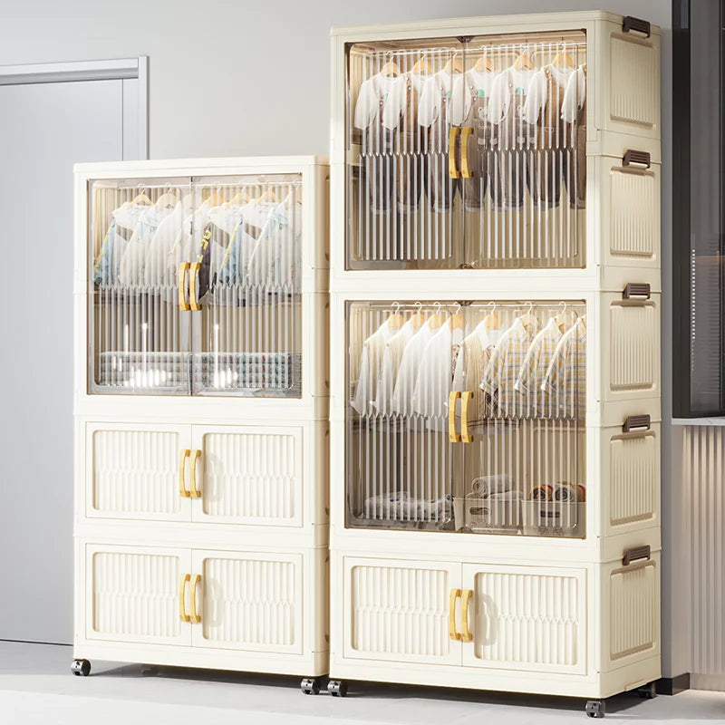 55-85CM Household adult wardrobe, installation-free, multi-layer storage cabinet, foldable, dust-proof wardrobe