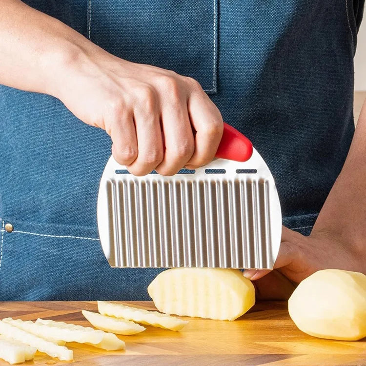 Stainless Steel Wolf-Tooth Potato Wave Cutter Manual Multi-Functional Commercial Vegetable Slicer Dishwasher Safe Household