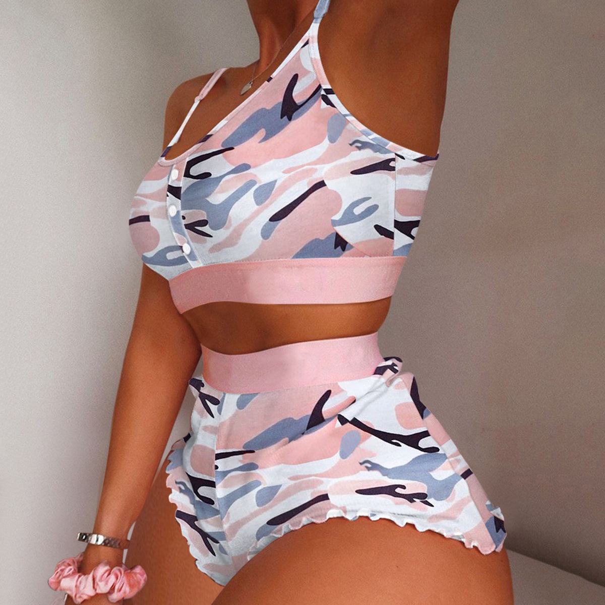 European and American Foreign Trade Cross-Border Sales Strawberry Print Camisole Two-Piece Loungewear Sweet Pajamas Stylish Sweet Style