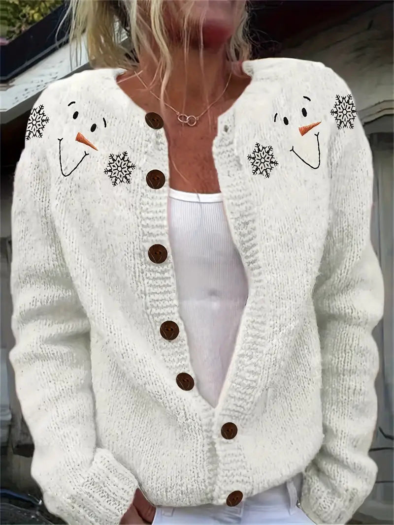 Ll-Yk1 Halloween Cardigan Round Neck Long-Sleeved 3D Printed Sweater European and American Cross-Border Casual Women's Clothing Amazon Theme