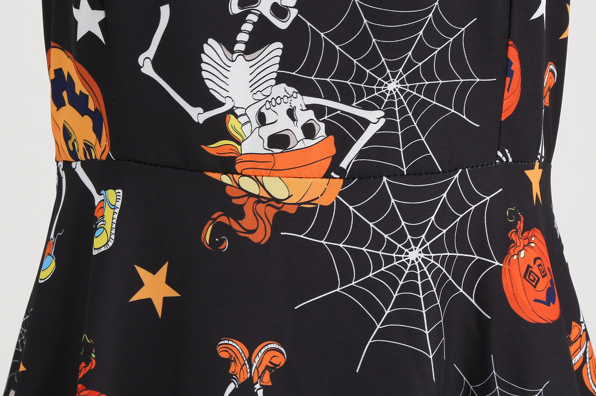 Factory direct supply 2024 Halloween new Hepburn style high waist slim hanging neck large swing long retro dress