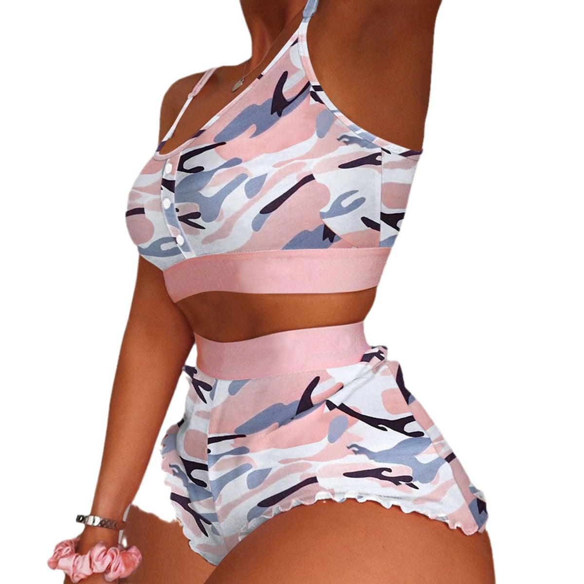 European and American Foreign Trade Cross-Border Sales Strawberry Print Camisole Two-Piece Loungewear Sweet Pajamas Stylish Sweet Style