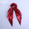 Glitter Sequin Bow Elastic Hair Bands with Ponytail Tie Scarf