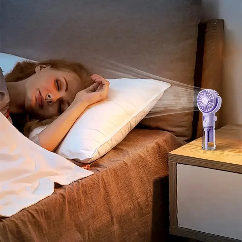 Portable Handheld Misting Fan with 4 Speeds and USB Charging