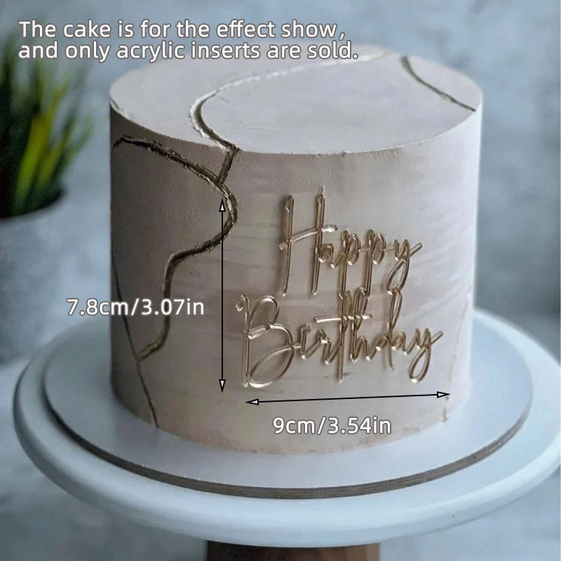 New Happy Birthday Cake Toppers Gold Acrylic Birthday Girl Kids Birthday Party Cake Topper Dessert Decoration Baby Shower Gift