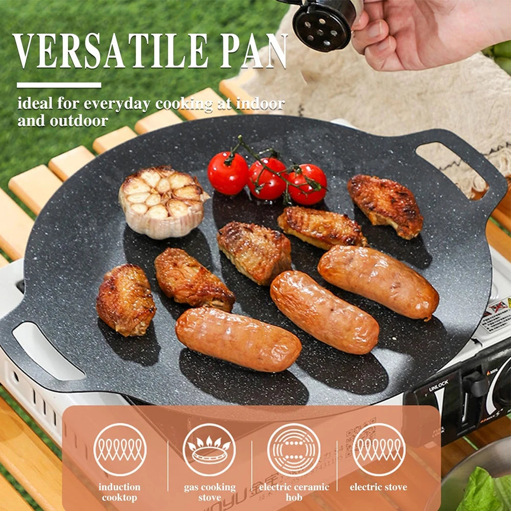 Non-Stick Cast Aluminum Korean BBQ Grill Pan for Gas and Induction