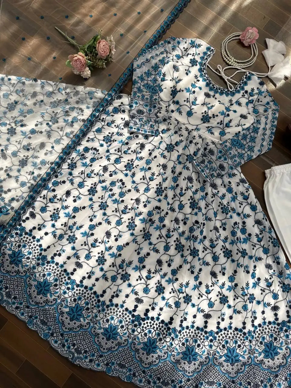 Readymade Indian Long Gown & Dupatta Set, Chiffon Fabric With Digital Print Work Full Stitching Party Outfit for Women and Girls