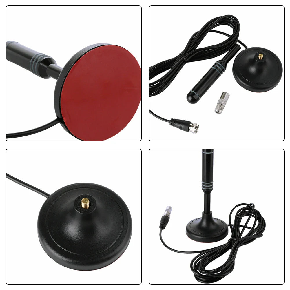 Portable HD Digital TV Antenna with 300cm Coax Cable for DVB-T/T2 DAB Freeview