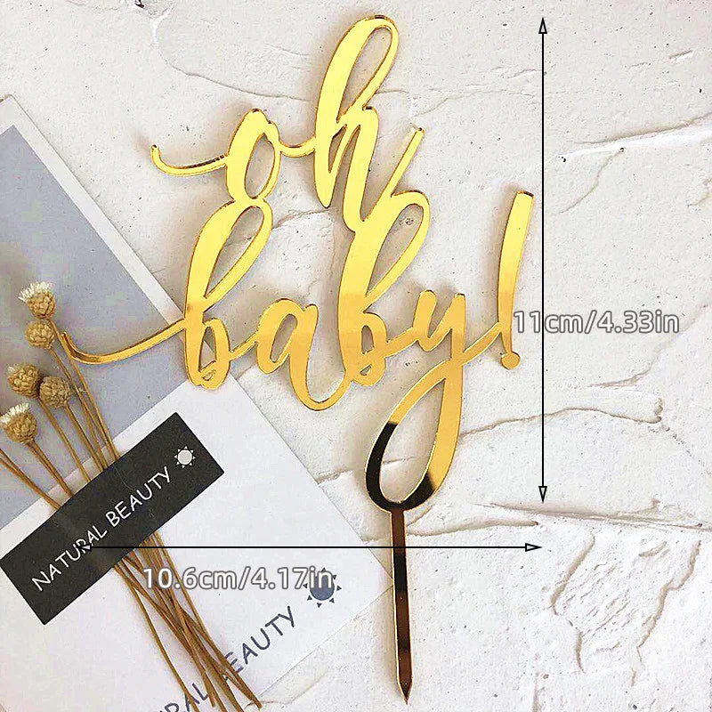 New Happy Birthday Cake Toppers Gold Acrylic Birthday Girl Kids Birthday Party Cake Topper Dessert Decoration Baby Shower Gift