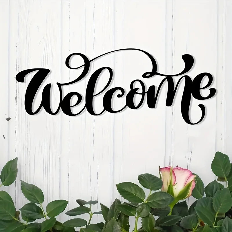 Stunning Welcome Metal Wall Art Sign - Durable Iron Decorative Plaque for Home and Garden with Rustic Finish - Weather Resistant