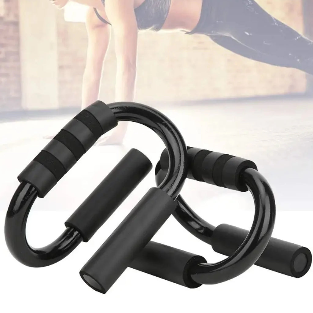 S-Shaped Stainless Steel Push-Up Brackets with Foam Handles - 2 Pack