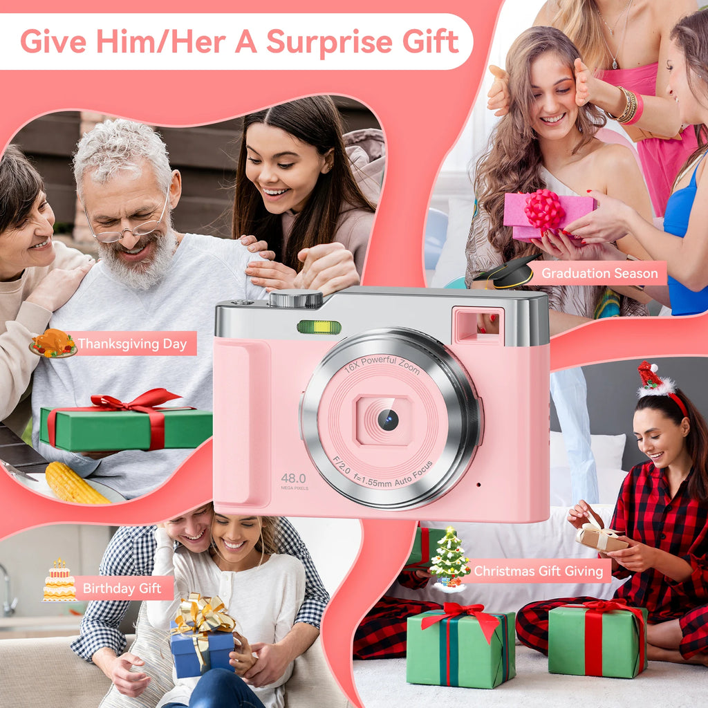 4K Digital Vlog Camera with 16X Zoom and 50MP Resolution
