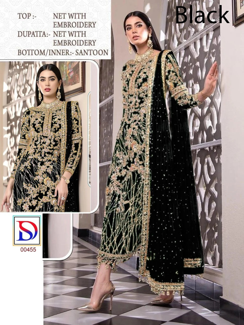 Indian&Pakistani Clothing Butterfly Net with Embroidery,Mirror Work Long Anarakali Suit with Embroidery Work Lace Fully Stitched