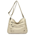 Multi-Zipper Vegan Leather Crossbody Bag with Adjustable Shoulder Strap