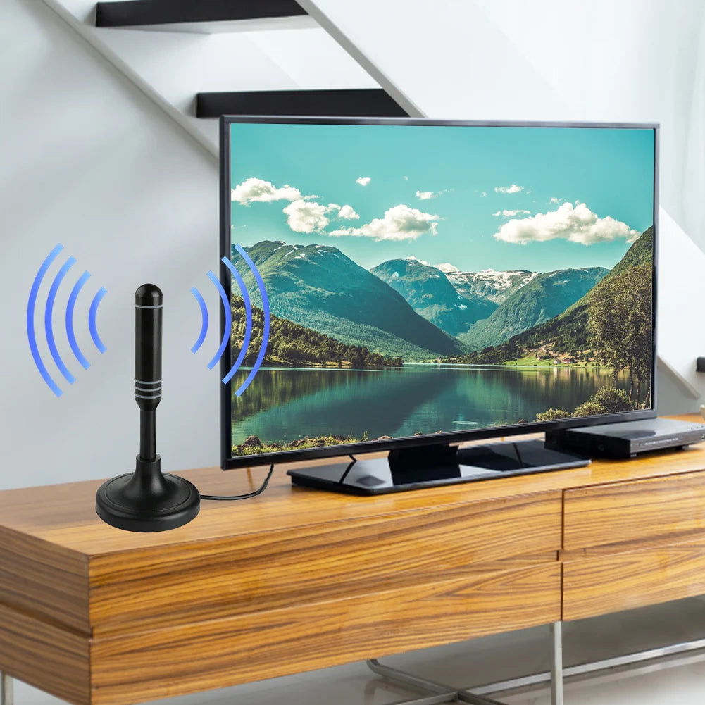 Portable HD Digital TV Antenna with 300cm Coax Cable for DVB-T/T2 DAB Freeview