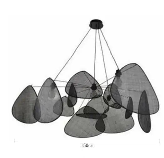Hand-Woven Rattan Leaf Grid Chandelier E27 Wicker Pendant Lamp