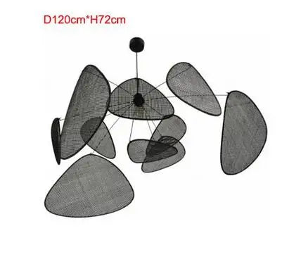 Hand-Woven Rattan Leaf Grid Chandelier E27 Wicker Pendant Lamp