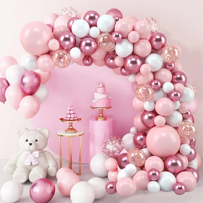 Pink Macaron Balloons Garland Arch Kit Birthday Party Decor Kids Wedding Birthday Party Supplies Baby Shower Decor Latex Ballon